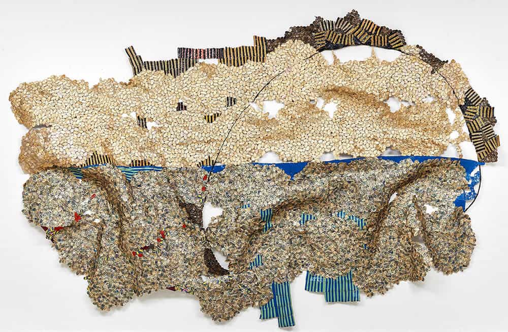 El Anatsui, Horizon, 2016. Bottle caps, 260x460cm. Courtesy of Goodman Gallery.