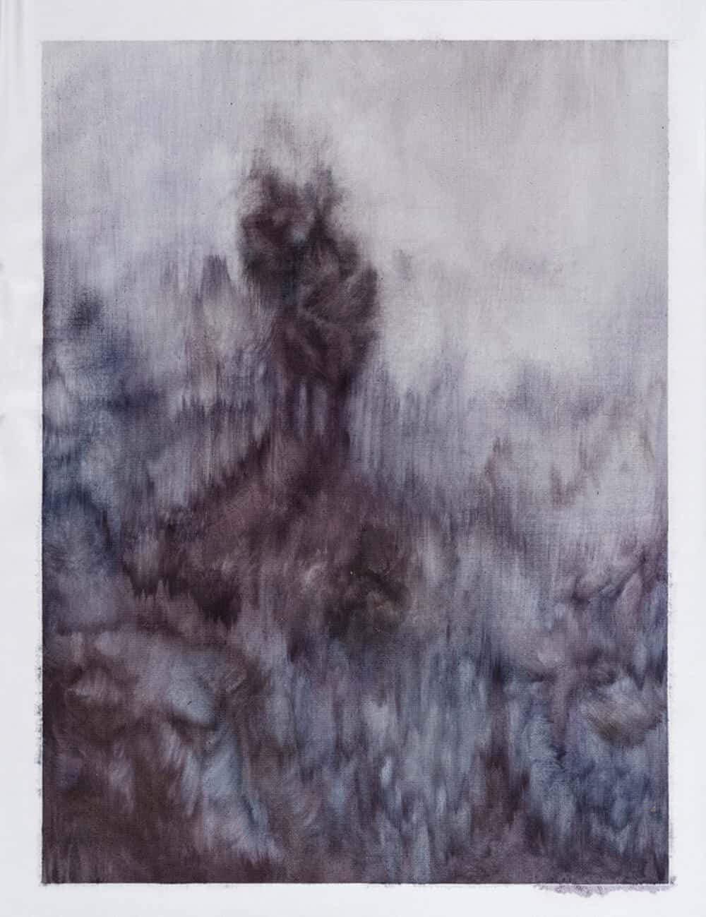 ZARAH CASSIM. Purple Matter, 2017. Oil on canvas paper. 435 x 335mm. Framed