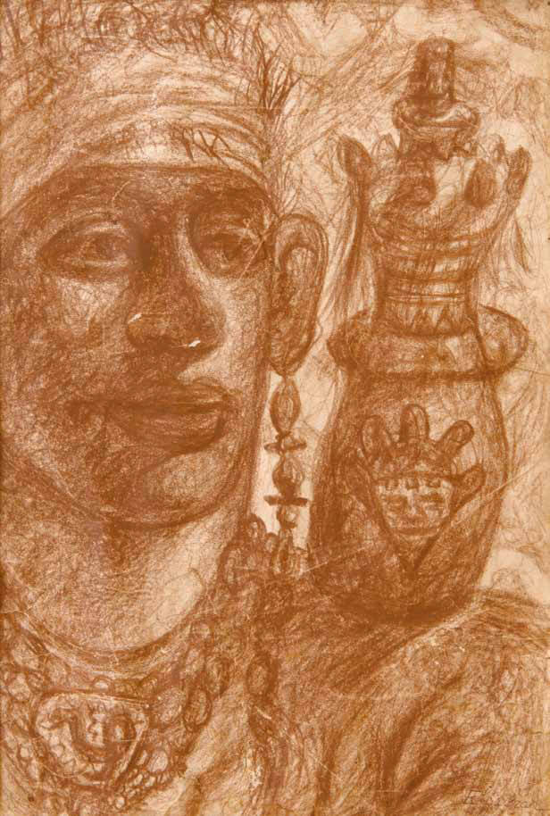 Abdel-Hadi El-Gazzar, Untitled, Circa 1940’s. Soft pastel on paper, 19,5 x 29 cm. Courtesy of Karim Francis Gallery.