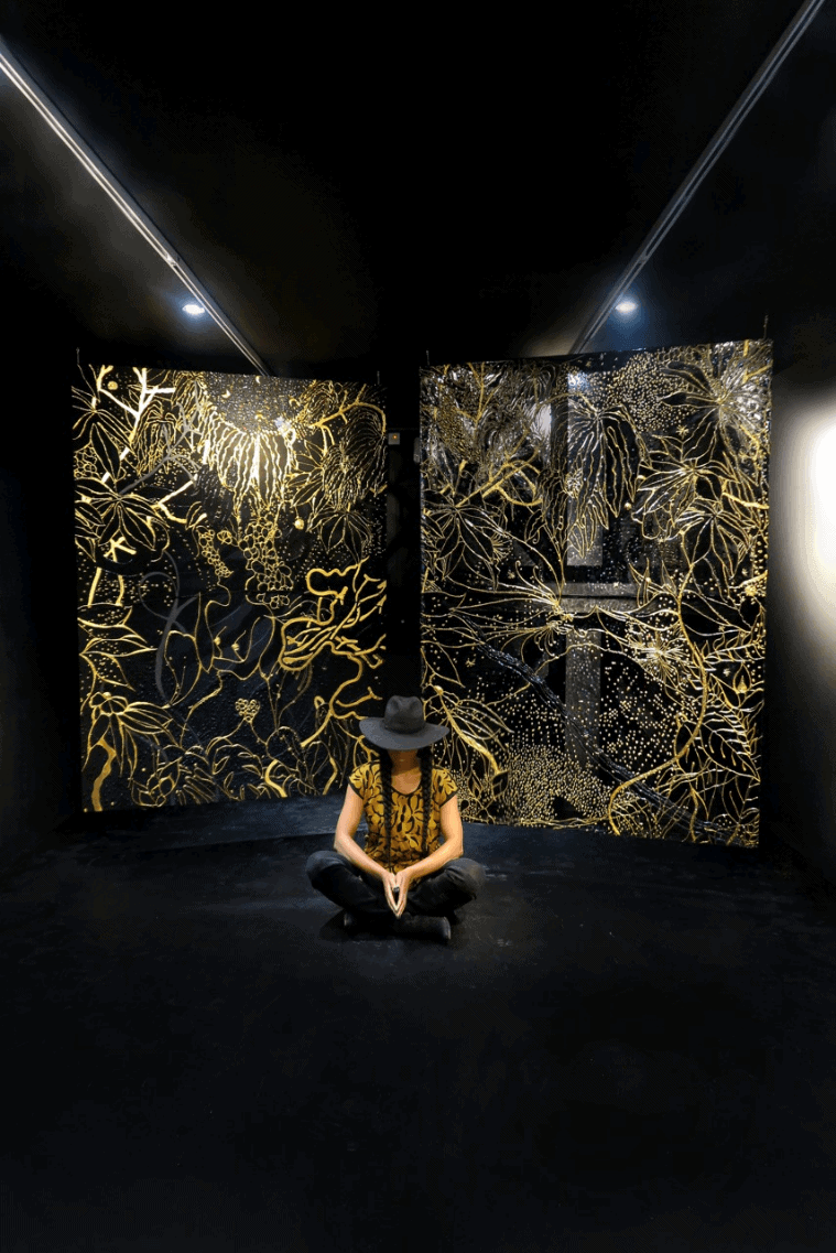 Lina Iris Viktor, 'Black Exodus: Act I - Materia Prima', installation shot, 2017. Courtesy of the artist and Amar Gallery, London.