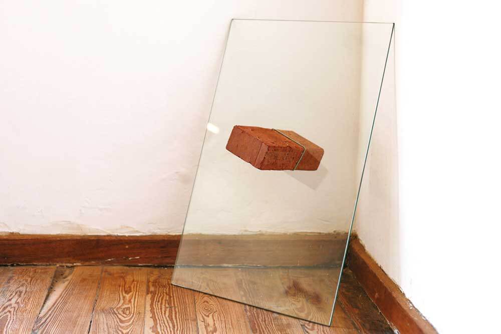 Mitchell Gilbert Messina, Smac...revolution..., 2014. Brick-and-Glass-Pane, 60x40x20cm. Image courtesy of the artist.