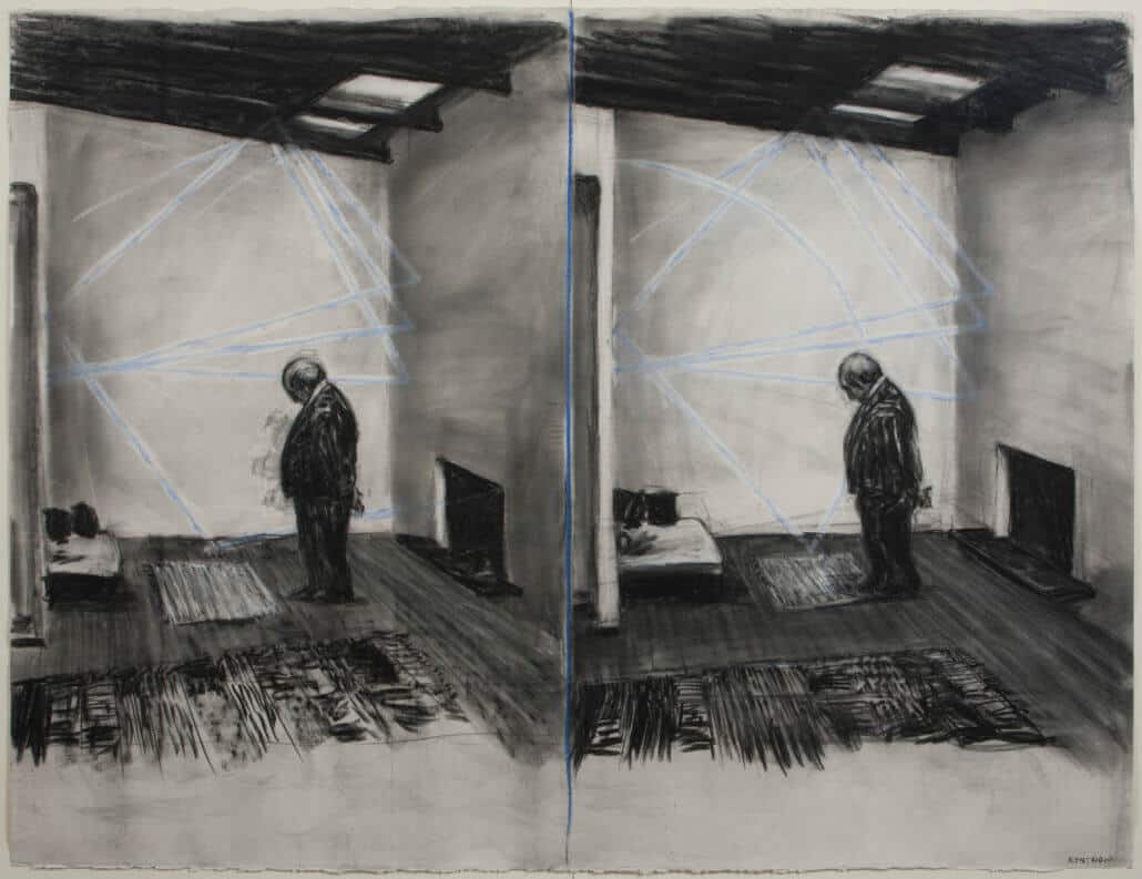 William Kentridge, Drawing from Stereoscope (Double page, Soho in two rooms), 1999, charcoal and pastel on paper, 120 x 160 cm | Estimates: R4 500 000 - 6 000 000