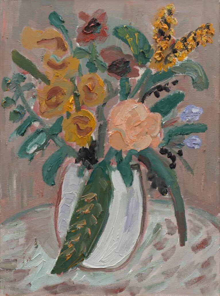 Georgina Gratrix, Flowers for Frank Who Is on a Diet, 2017. Oil on canvas, 55 x 40cm.