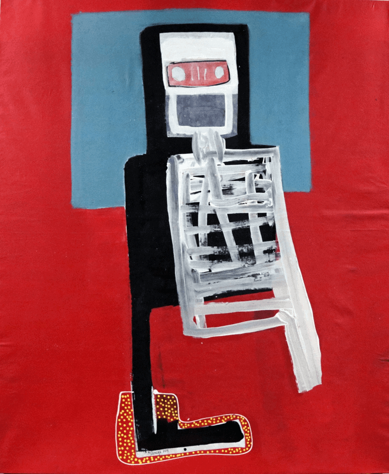 Amadou Sanogo (born in 1977, Mali) | Untitled | Oil on canvas (red) | 175 × 150cm | 6 000 / 8 000 €