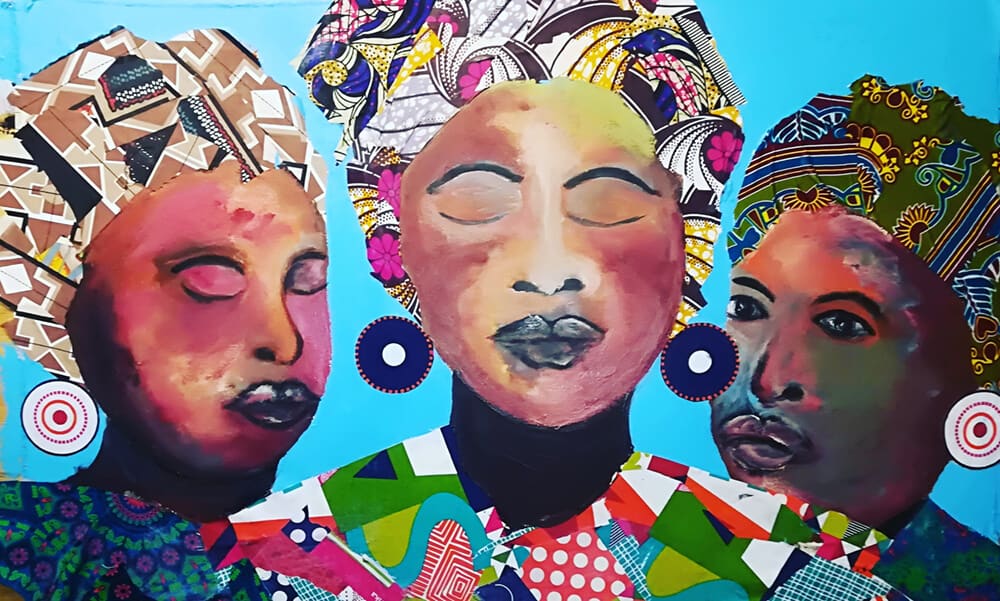 African Goddess Mothers, 2018. Mixed Media, 123 x 87cm.