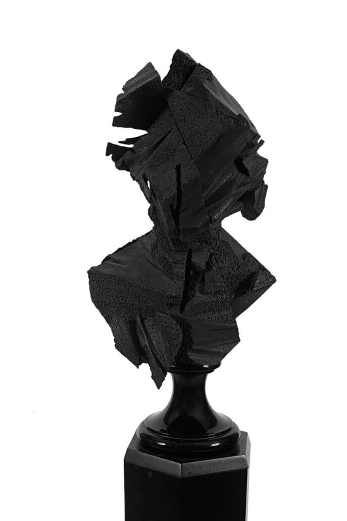 Lot 19. Wim Botha, Prism 17. Bronze on a wooden pedestal. Height: 172cm including base; bust: 67 x 40 x 30,5cm. R 300 000 - 500 000