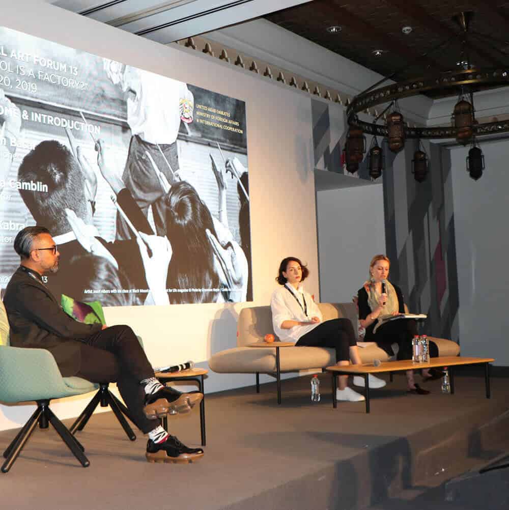 Global Art Forum was organized by Commissioner Shumon Basar, with Editor and Writer Victoria Camblin, and Curator and Writer Fawz Kabraas Co-Directors.