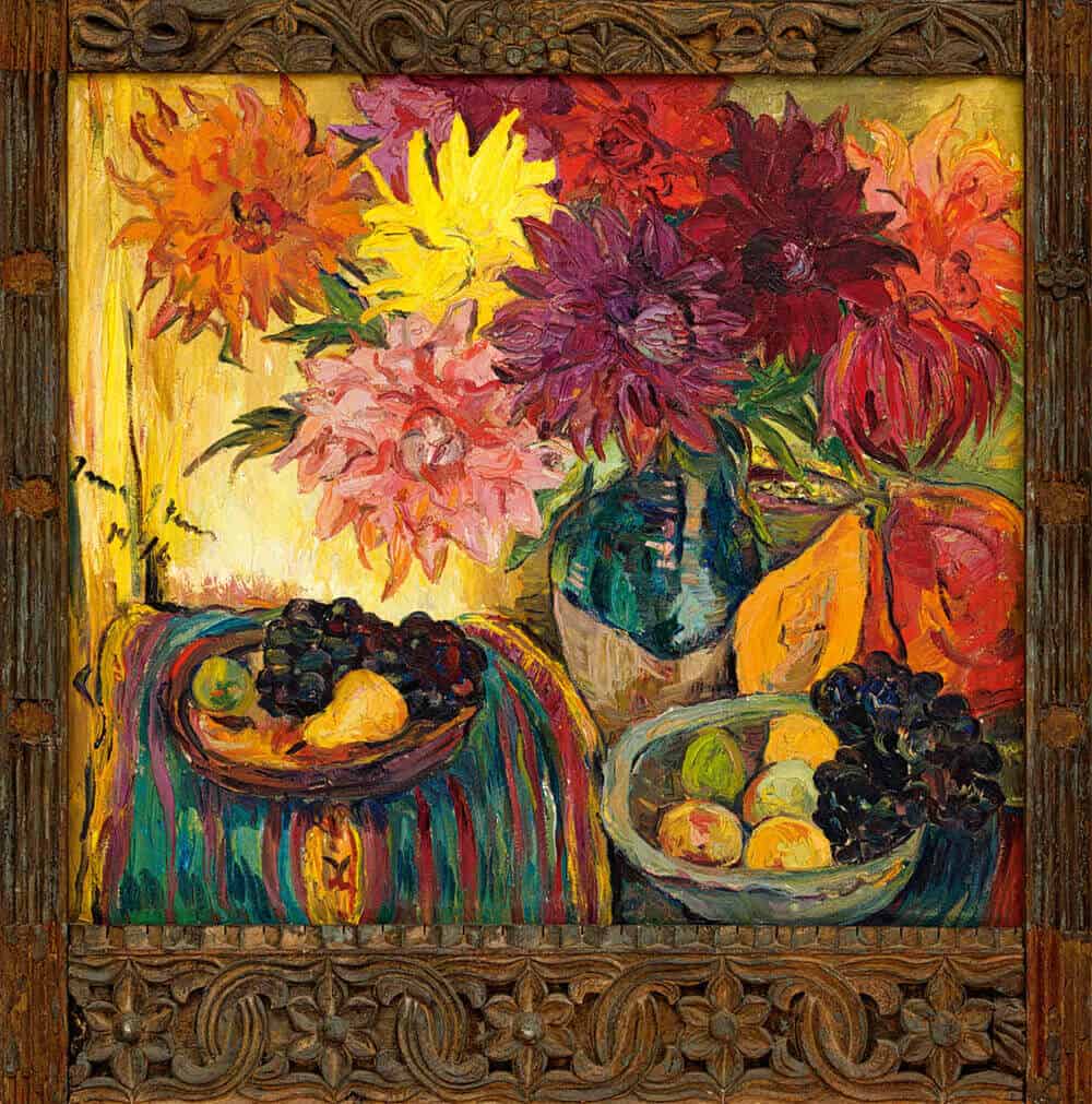 Irma Stern | Still Life with Fruit and Dahlias | Oil on canvas | 85 x 95cm | R 12 000 000 - 15 000 000