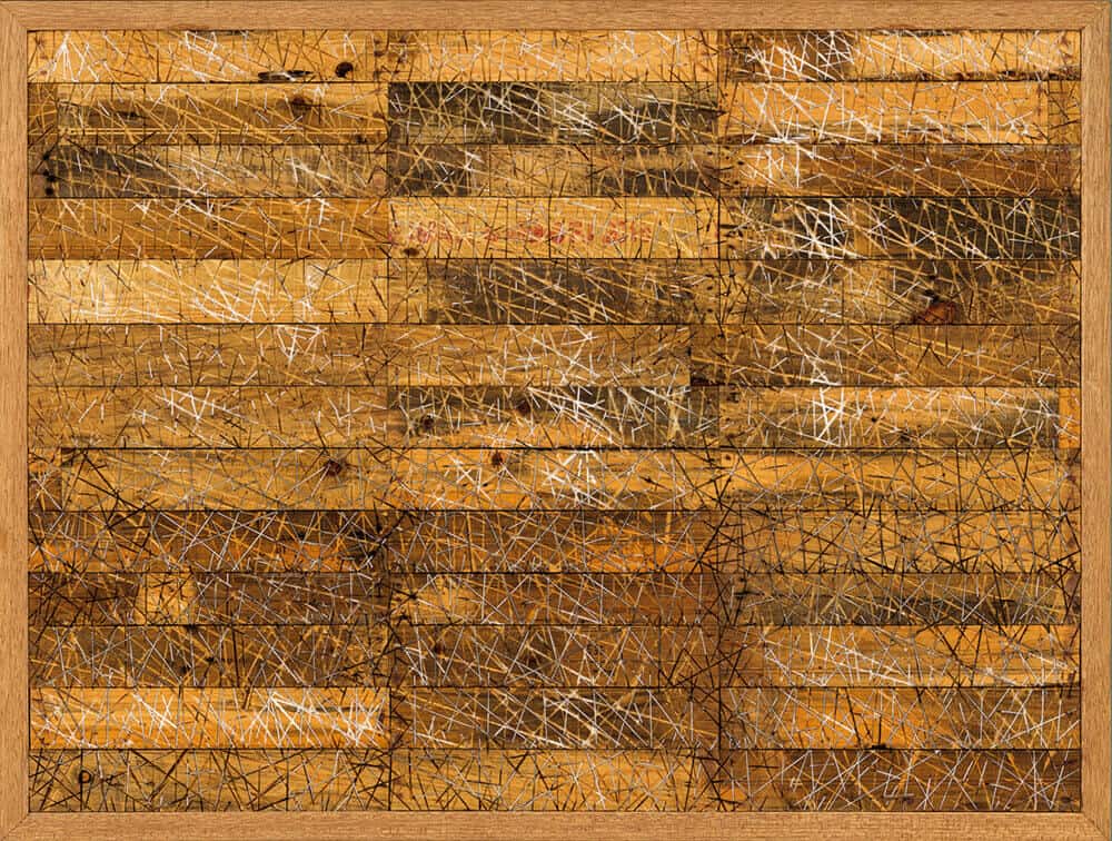 Willem Bomhoff | Crossfire | incised and painted found wood | R 120 000 - 180 000