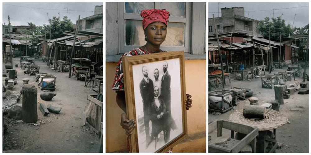 Léonce Raphael Agbodjelou (born in 1965, Benin), Untitled Triptych (Demoiselles de Porto-Novo series), 2012. C-print 150 × 100cm (each). Estimate: 8.000 / 12.000€