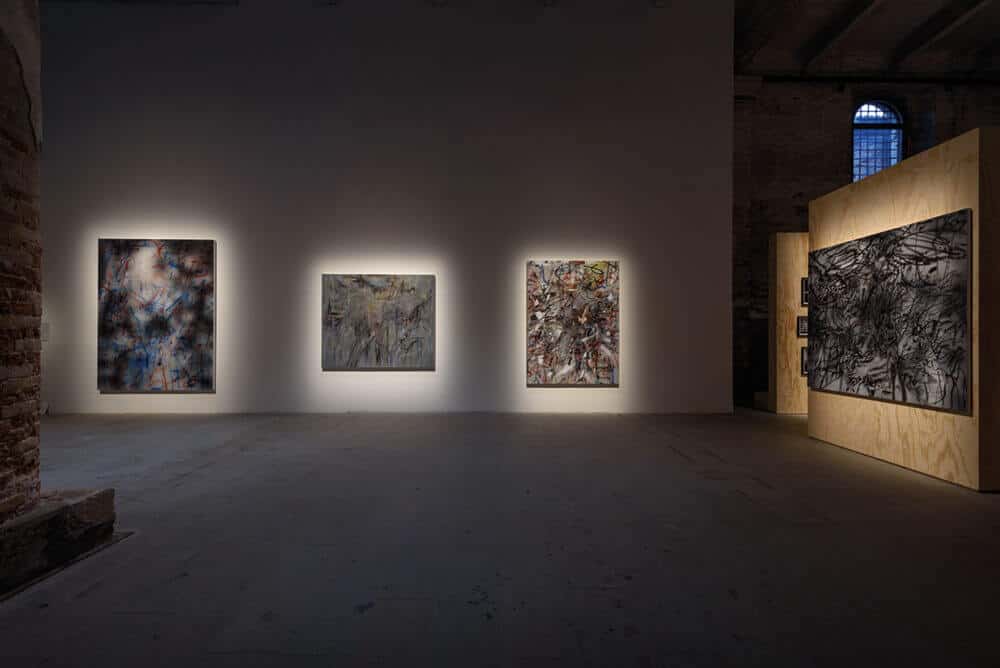 Julie Mehretu, Various works, 2017-2018. Ink and acrylic on canvas. Photographer: Andrea Avezzù. Courtesy of La Biennale di Venezia.