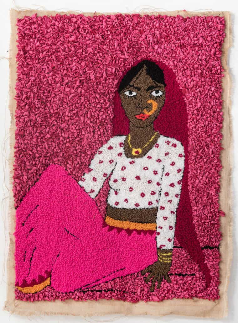 Talia Ramkilawan, Untitled IV, 2019. Wool, cloth and Hessian, 91 x 68cm.