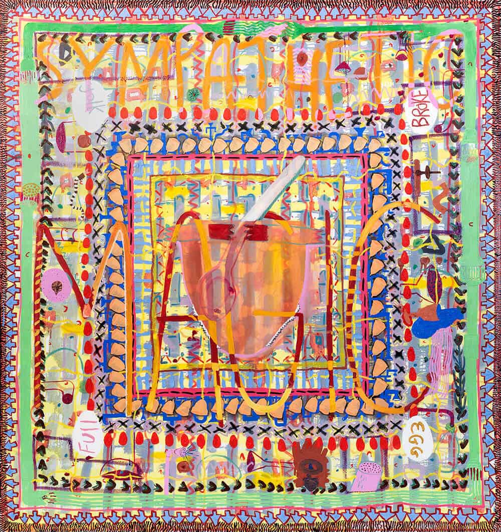 Grace Cross, Sympathetic Magic (transitional blanket), 2019. Oil on canvas, 160 x 150cm.