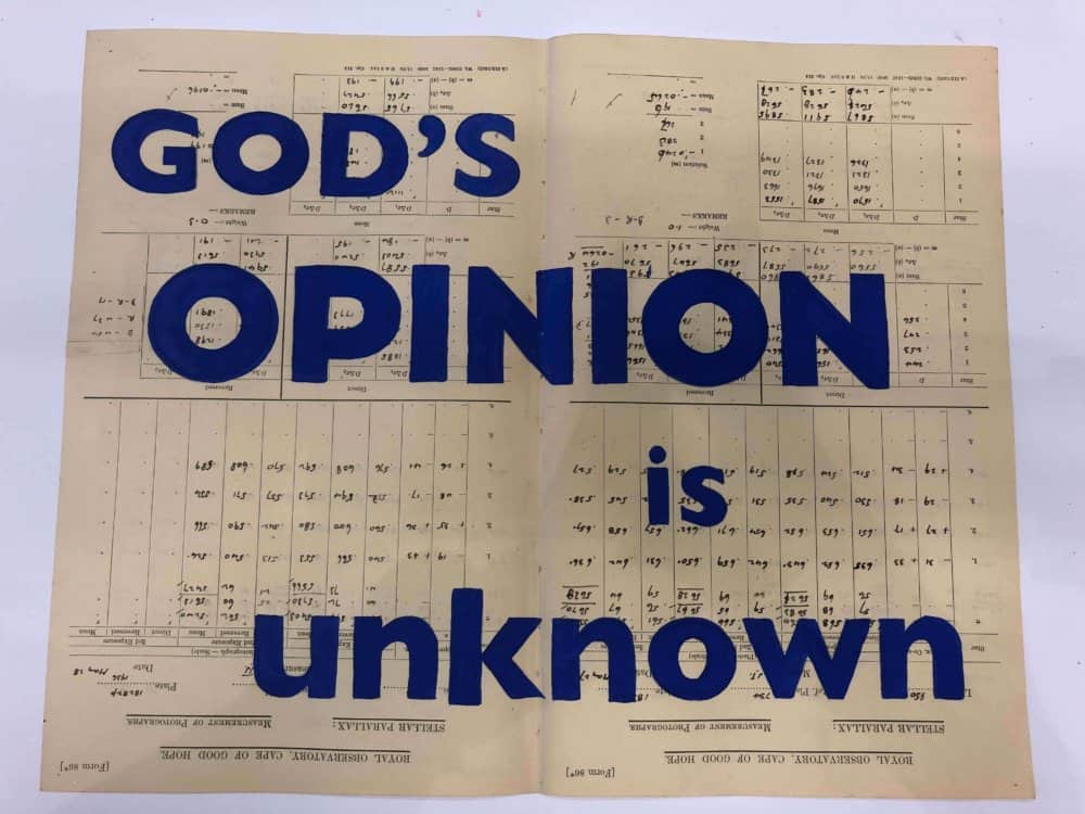 William Kentridge, God’s Opinion is Unknown. Courtesy of the artist & Lawyers Against Abuse.
