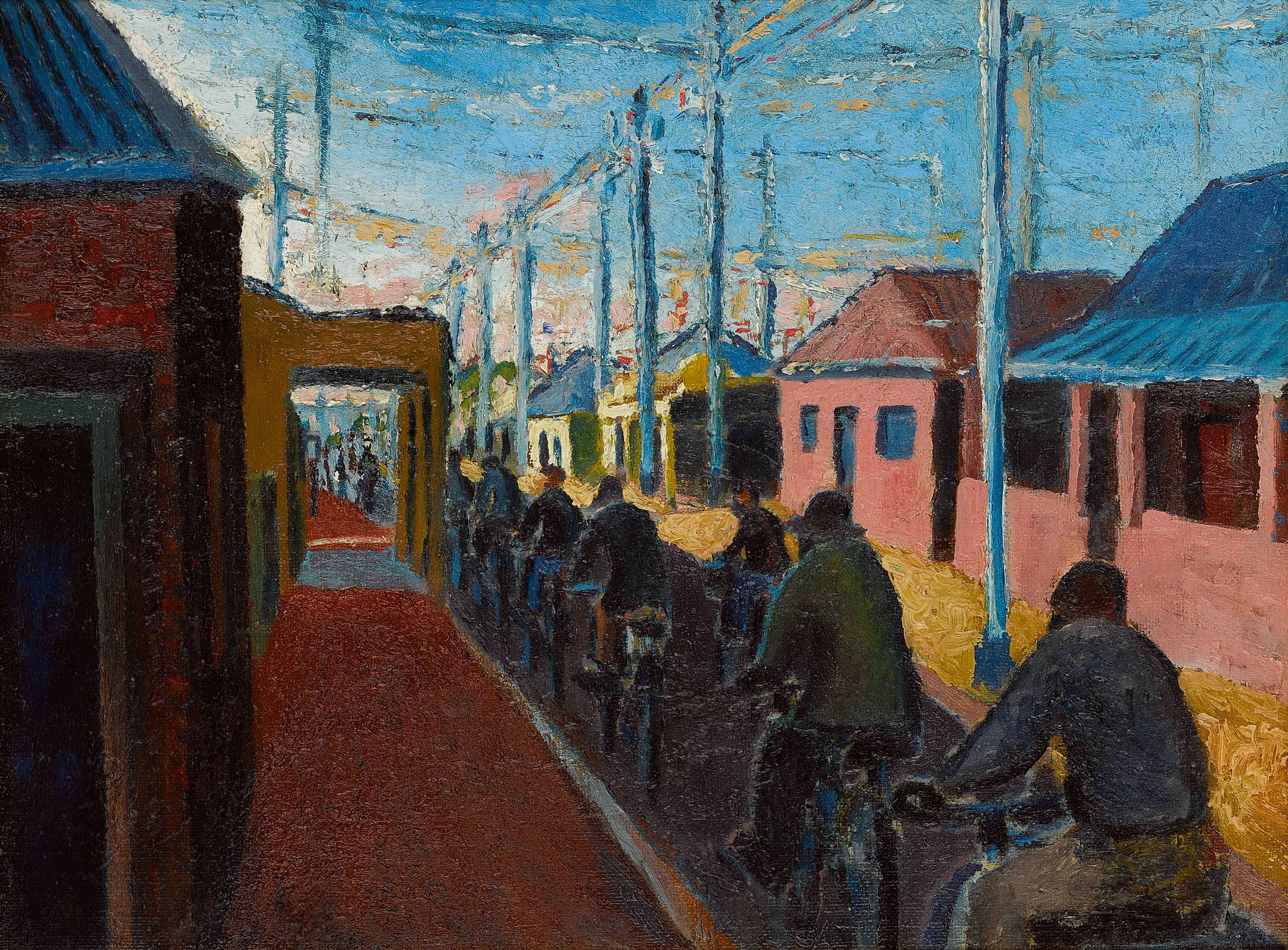 Gerard Sekoto, Cyclists in Sophiatown, 1940.