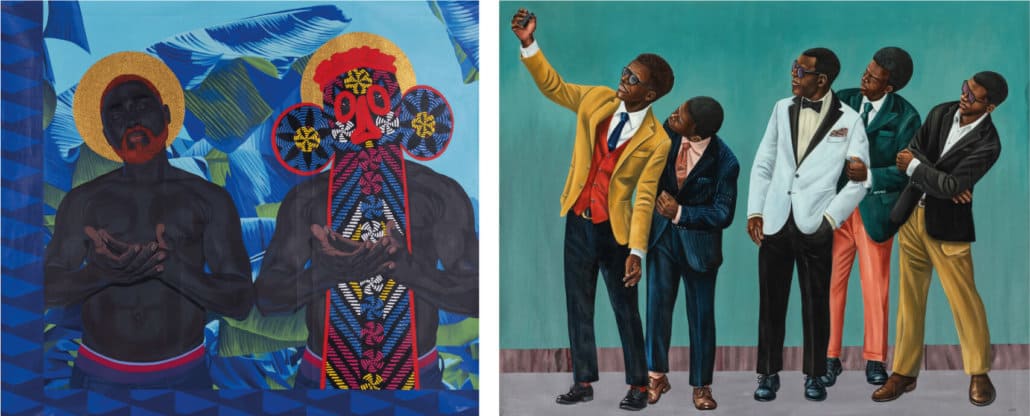 SOUTH AFRICAN AUCTION RECORDS Left: Marc Padeu, Untitled, 2019 | SOLD FOR: R125 180 Right: Zemba Luzamba, New Generation 3, 2019 | SOLD FOR: R204 840