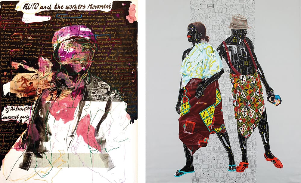 LEFT: Kudzanai Chiurai, Untitled VIII (Auto and the Workers Movement), 2018. RIGHT: Eddy Kamuanga, Untitled, 2018.